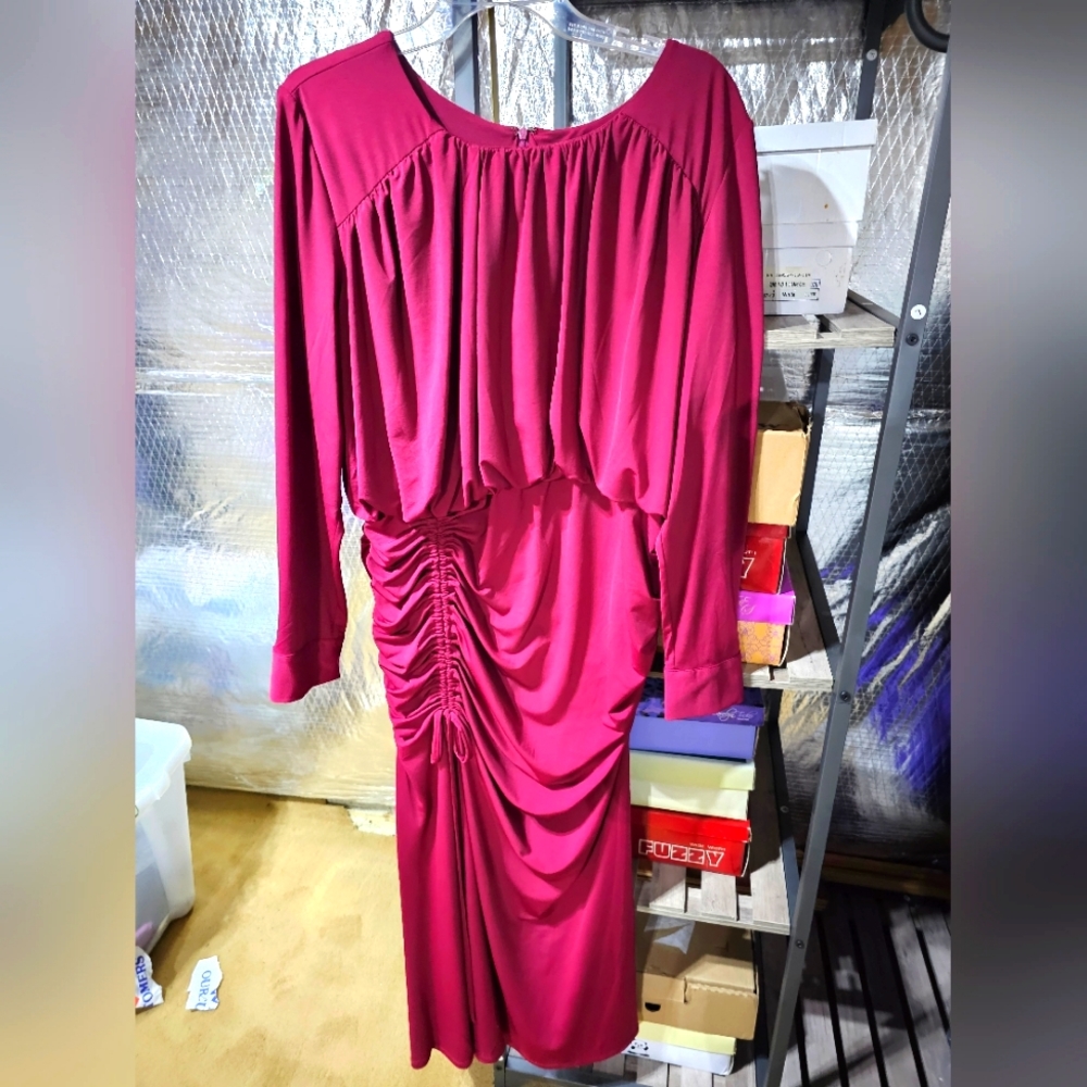 Long sleeve, draped Midnight Velvet dress